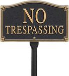 Whitehall Products No Trespassing Wall/Lawn Statement Plaque, Black/Gold