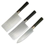 Machado Classic Japanese Meat/Vegetable Damascus Shun Butcher, Cleaver & Chef Knife Set for Kitchen- Combo of 3