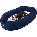 Majestic Pet 40-Inch Bagel Bed for Pets, Blue and Sherpa