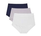 Warner's Women's Blissful Benefits Breathable Moisture-Wicking Microfiber Brief Rs4963w, Lavender Macaron/White/Navy Ink, Large