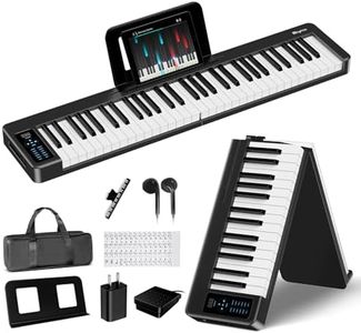 Rhymo Folding Piano Keyboard, 61 Keys Sensitive Electric Piano, Weighted Portable Electric Keyboard with Bluetooth MIDI, Digital Foldable Keyboard for Beginner