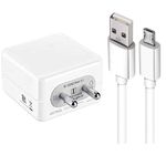 30W Charger for Oppo A31 Charger Mobile Charger | Wall Charger Fast Charging Android Smartphone Qualcomm 3.0 Charger Hi Speed Rapid Fast Charger with 1.2m Micro Cable - (White, Dash, C5)