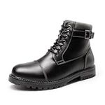 Bruno Marc Men's Winter Snow Boots Casual Dress Leather Waterproof Motorcycle Combat Boots Engle-05 Black Size 10.5 M US