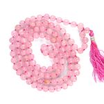 Reiki Crystal Products Natural Rose Quartz Mala 6 mm Crystal Gem Stone 108 Bead Jaap Mala for Men and Women