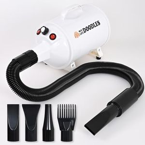 We Love Doodles Dog Dryer with Adjustable Speed & Temperature Control - Dog Hair Dryer, Pet Blow Dryer for Dogs, Blow Dry Quickly & Blow Out Undercoat - Dog Dryer for Pet Grooming - White