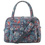 Women's Weekender Bag 18 Inch Cotton Carry On Overnight Travel Duffle Bag Lightweight with Plenty of Pockets-Grey Orange