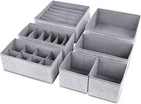 DIMJ Drawer Organizer, 7 Pcs Collapsible Sock Underwear Drawer Organizer, Closet Organizer Divider for Socks, Bra, Shirts, Shorts, Baby Clothes