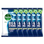 Dettol Big Wipes, Total 150 Wipes (6 Packs X 25), Bathroom Cleaning Wipes, Toilet Cleaner, Heavy Duty Wipes, Biodegradable, Antibacterial Wipes, Disinfectant Wipes, Household Cleaners