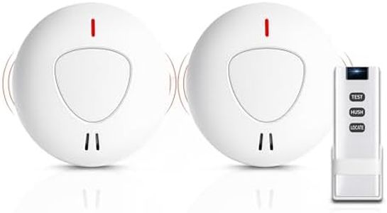 Wireless Interconnected Smoke Alarms – Photoelectric 10-Year Battery – 2 Pack with Remote – Ready Paired – AS3786:2014