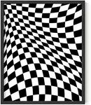 HAUS AND HUES Aesthetic Checkerboard Poster - 80s Room Decor, 90s Poster and Wall Decor, Checkerboard Print, Black Aesthetic Room Decor Black Picture for Wall Decor (Black Frame, 16x20)