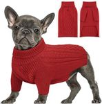 YUDODO Small Dog Pullover Sweater Cold Winter Cable Dog Knitwear Classic Turtleneck Thick Warm Dog Clothes Christmas Pet Dog Sweaters for Chihuahua Bulldog Dachshund Pug Yorkie(Small,Red)