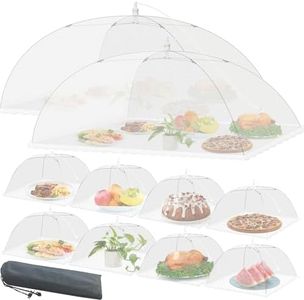 Mesh Food Covers for Outside - Upgraded 2 Extra Large 40x24 in & 8 Large 17x17 in Outdoor Party Food Cover Tent Collapsible Picnic Nets Umbrella Screen Pop Up Food Dome (White)