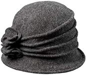 Scala Women's Boiled Wool Cloche with Rosettes, Charcoal, One Size