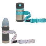 Sippy Cup Straps for Baby Bottle Toy Leash 2 Pack for Stroller High Chair Strap (Teal/Rainbow)