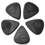 WINGO Guitar Picks with Grip Stamped, Non Slip Picks 5 Pack (073, 088, 1.0, 1.25, 1.5mm) for Acoustic Electric Guitar Bass- Black Color.