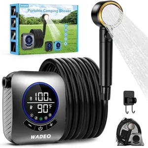 WADEO Portable Camping Shower, Upgraded Outdoor Shower with Fahrenheit Display & 8000mAh Rechargeable Battery Pump IPX8 Waterproof for Camp, Hiking