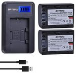 Batmax 2Packs NP-FH50 Battery + LCD USB Charger for Sony NP-FH30,NP-FH40,NP-FH50 H Series Batteries;Sony Alpha DSLR A230, DSLR A290, DSLR A330, DSLR A380, DSLR A390 Digital Camera