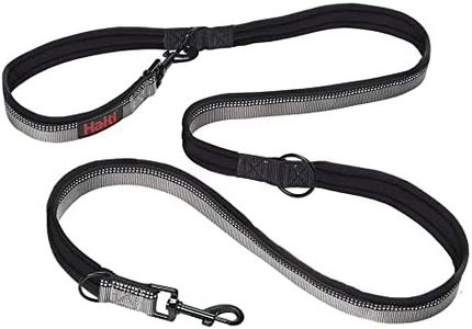 HALTI Double-Ended Leash for Dogs - Neoprene-Padded, Easy to Use, Reflective, Adjustable Lengths, Ideal Dog Leash for Hands Free Running & Training. Suitable for Medium and Large Dogs (Size L, Black)