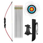 Dostyle Recurve Bow and Arrows Set Teenagers Archery Beginner Gift for Outdoor Archery Training (Red)