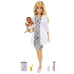 Barbie® Baby Doctor Playset with Blonde Doll (12-in/30.40-cm), Infant Doll, Stethoscope, Thermometer, Oscilloscope, Chart, Blanket & Baby Bottle, Great Gift for Ages 3 Years Old & Up