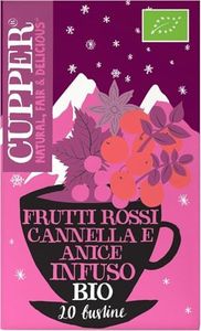 Cupper - 20 Bolsitas de Infusiones Ecológicas con Frutos Rojos, Canela y Anís - Apto para Veganos