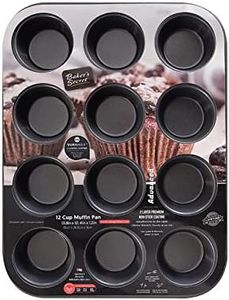 Baker's Secret 12cup Muffin Pan Cupcake Nonstick Pan - Carbon Steel Pan Muffins Cupcakes 2 Layers Non Stick Coating Easy Release Dishwasher Safe DIY Bakeware Baking Supplies - Advanced Collection