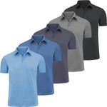 CE' CERDR Men's Golf Polo Shirts Short Sleeve Quick-Dry Moisture Wicking Athletic Performence Casual Golf T-Shirt, 5b - Black/Dark Grey/Navy Blue/Light Blue/Middle Blue, Large