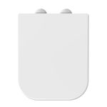 MASS DYNAMIC Square Toilet Seat Features Soft-Close, White Loo Seat with One-Button Quick Release for Hassle-Free Cleaning, Top Fixing Adjustable Hinges