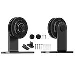 skysen Sliding Barn Door Hardware Roller Set Black (T Shape Roller Set)