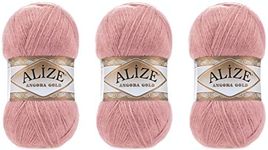 Alize Angora Gold Yarn 20% Wool 80% Acrylic Lot of 3skn 300gr 1805yds Thread Crochet Lace Hand Knitting Turkish Yarn (144-Salmon)