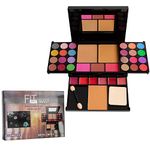 Vtrem Make Up Palette Kit - Women's Make-Up Set - Lip Gloss & Red & Pressed Powder & Cotton Brush & Mascara (36 Colours)