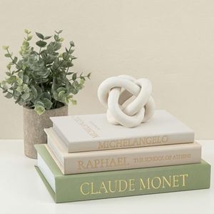 Fveuc Sage Green Faux Book Box Set of 3 - Linen Decorative Books for Shelves, Fake Books for Decoration with Secret Compartment, Cottagecore Aesthetic Room Decor (Green-Beige-White)