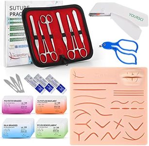 Suture Practice Training Kit for Medical PA, NP Students, Residents Practicing Clinicians, with Large Silicone Lip Suture Pad, Instruments, Stapler Remover Training Videos for Education only