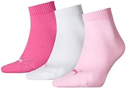 Puma - 271080001 - Quarter Plain 3P - Chaussettes de Sport (lot de 3) - Mixte Adulte - Mutlicolore (Pink Lady/white) - 39-42 EU