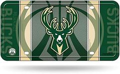 Rico Industries NBA Metal License Plate Tag, Milwaukee Bucks, 6 x 11.5-"