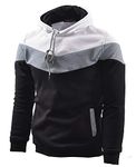 Mooncolour Mens Novelty Color Block Hoodies Cozy Sport Outwear White Black