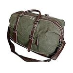 aztex Premium Collection Oversized Canvas Holdall Travel Carry On Duffel Bag Overnight Weekend Bag Unisex Travel Holdall 55 x 26 x 37cm, Army Green (Personalised)