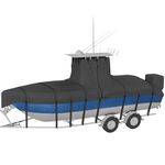 Nukugula Heavy Duty 900D Fully T-Top Boat Cover 22ft - 24ft with Motor Cover, 100% Waterproof Solution-Dyed Center Console Boat with T Top Roof 22-24 Foot with Upgraded 19 Windproof Straps