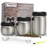 HelpyLife Vacuum Coffee Canister, Coffee Bean Storage with Scoop, Stainless Steel Airtight Food Storage Container, Perfect for Coffee Beans,Grounds,Loose Leaf Tea,2400ml/32OZ(L*2)