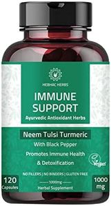 Hebhac Herbs Immune Support Supplement - 120 Capsules Made with Organic Neem, Tulsi, Amla & Turmeric, Enhance Your Wellness and Function, Natural Cleansing and detoxification.