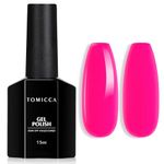 TOMICCA Gel Nail Polish,15ML Neon Pink Soak Off Gel Nail Polish Long Lasting High Glossy Bright Pink Gel Polish Chip Resistant Nail Art Manicure Salon DIY at Home(Requires Drying Under UV LED Lamp)