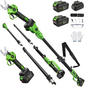V-MODEST 2-in-1 Electric Pruning Shears Cordless Pole Pruner, Lightweight Extension Pole, 1.6" Cut, SK7 Blade, 2x4.0Ah Batteries, Brushless Motor & LCD, Battery Powered Tree Pruner for Garden Orchard