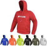 BYKR Motorcycle Hoodie for Men & Women Biker Motorcycle Jackets Breathable Motorbike Riding Sweatshirt All Weather CE Armored (Red,XL), X-Large