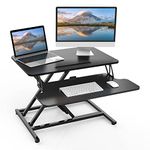 ERGOMAKER Standing Desk, 26"/66cm Wide Height Adjustable Quick Sit Stand Computer Desk Converter for Home Office Workstation (Black Frame + Black Desktop)