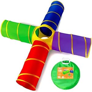 Play22 4-Way Play Tunnel For Kids To Crawl Through 8 Feet - Kids Play Tunnels For Toddlers Indoor/Outdoor Fun For Kids, Dogs Tunnel Ball Pit - Kids Pop Up Play Tent Tunnel Foldable Into A Carrying Bag