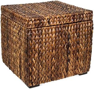 BIRDROCK HOME Woven Storage Cube - Abaca Seagrass Decorative Ottoman - Living Room Side Table - Store Blankets Pillows Magazines Books Remotes