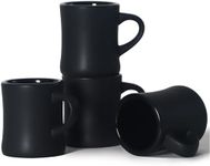 harebe Retro Coffee Mug Set of 4, 10 OZ Heavy Classic Ceramic Diner Cups Set with Handle for Coffee, Tea, Cocoa, Milk, Latte（Black）