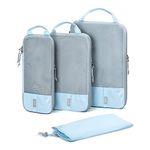 Tressential Compression Packing Cubes | 4 Set Travel Luggage Organizer Cubes for Travel, Expandable Luggage Suitcase Organizer, Lightweight Packing Organizers (Polyester, 4 Piece Set, Blue)