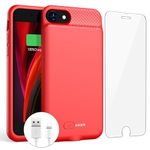 tailasi Battery Case for iPhone 8/7/6s/6/SE (2022/2020), 6000mAh Charging Case Charger Rechargeable Extended Battery Pack Travel Power Bank for iPhone 6/6s/7/8/SE Charging Case-4.7” (Red)