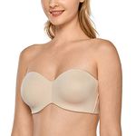 Delimira Women's Strapless Bras Underwire Support Non Padded Plus Size Minimiser Bra Beige 36D